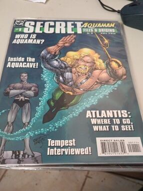 DC Aquaman Comic Cover in Blue, Green and Gold In Sleeve